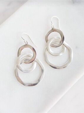 Sterling Silver Multi-Ring Drop Earrings - Silver